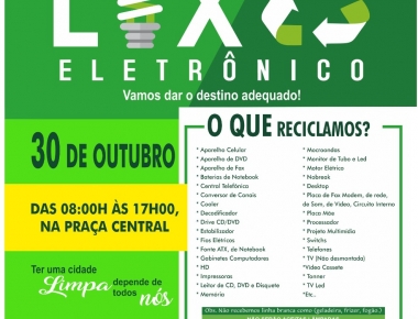 Campanha de coleta de lixo eletrônico ocorrerá na próxima quarta-feira