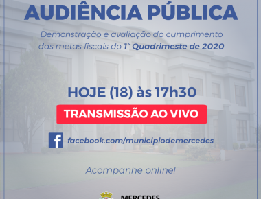 Audiência Pública online referente ao 1° quadrimestre de 2020 será realizada hoje