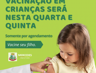 Crianças serão vacinadas contra a Covid nesta quarta e quinta em Mercedes