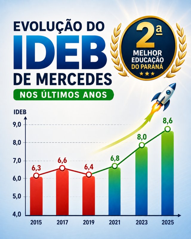Veja os dados: evolução leva Mercedes das últimas posições ao topo da educação no Paraná